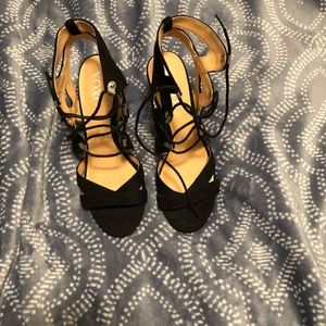 Black high heel sandals
